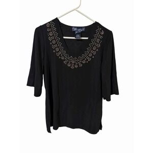 Susan Graver Style Size Small Black Beaded Blouse